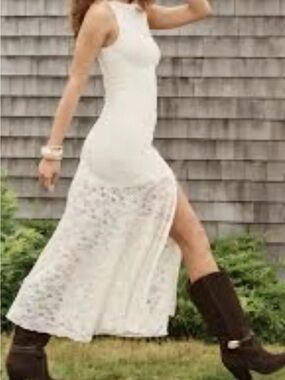Altar'd State Ivory Lace Boatneck Midi Dress NWT Size XL